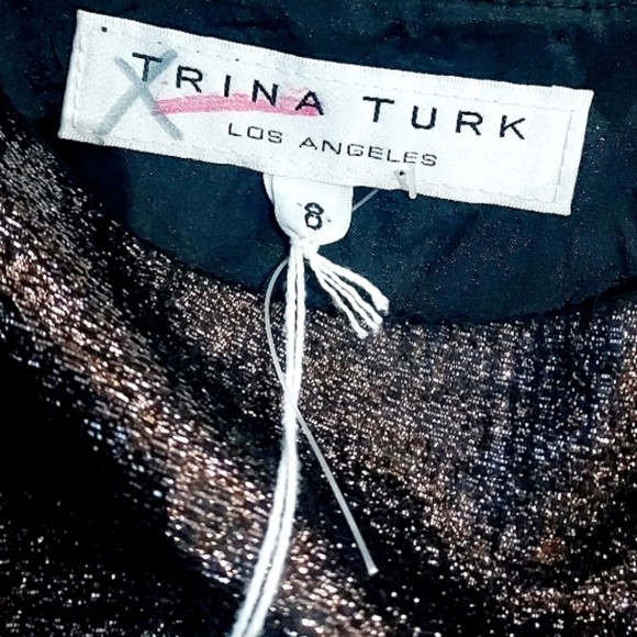 Trina Turk Garreth Wool Blend Metallic Bronze Empire Waist Sheath Dress NWT - Picture 6 of 9